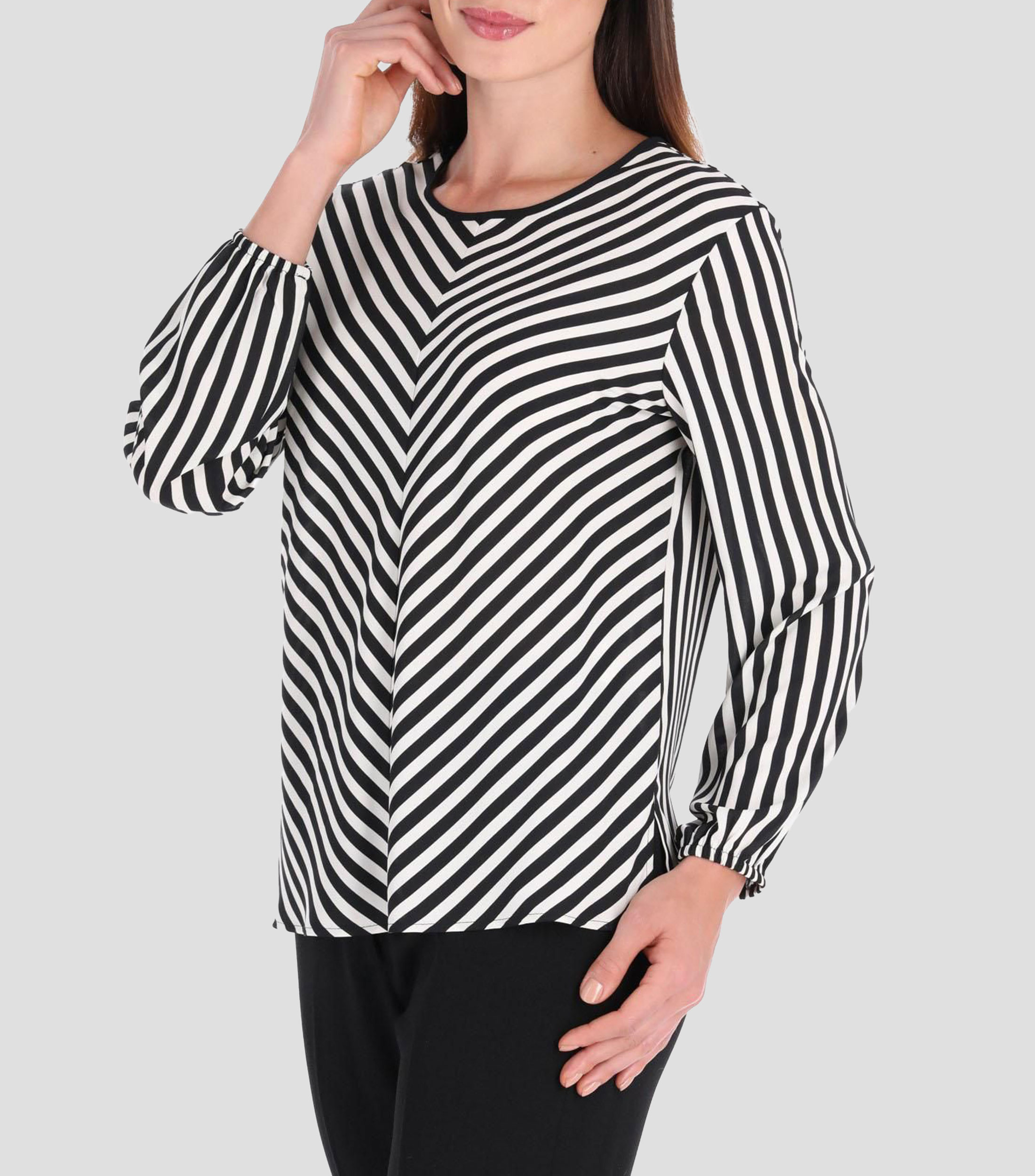 Blusa a rayas manga larga Línea Petite Mujer